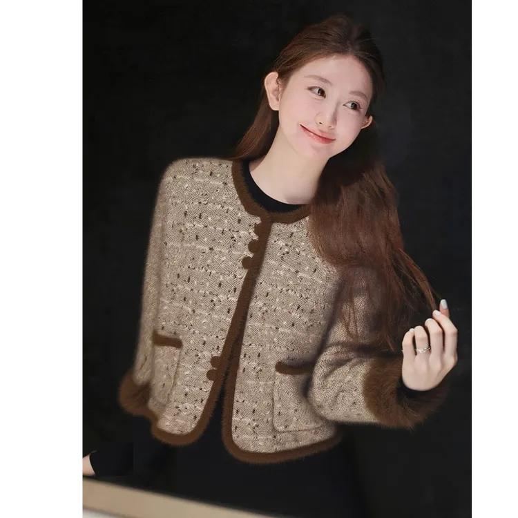 小香风棕色短外套女秋冬2025新款今年流行爆款小个子宽松百搭上衣