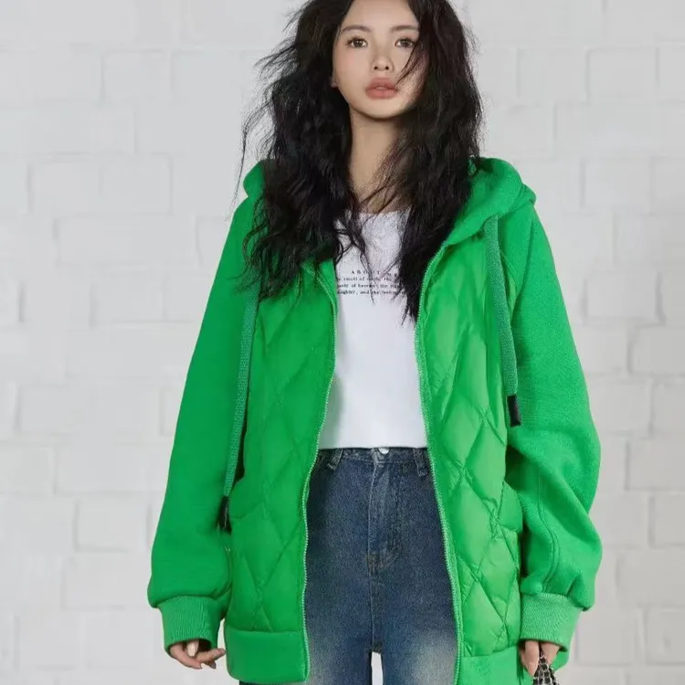 拼接羽绒休闲开衫卫衣（100-165斤）