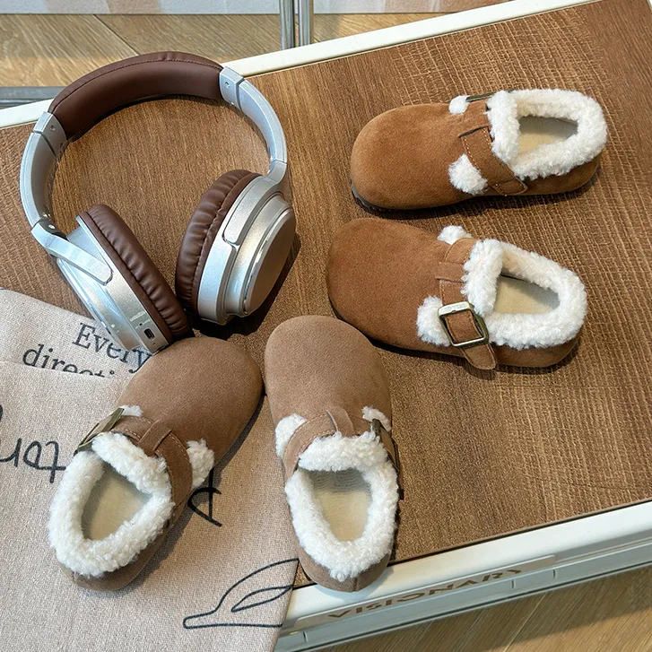 儿童勃肯鞋2025冬季新款加绒加厚雪地靴女孩二棉雪地靴宝宝毛毛鞋