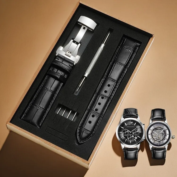 适用阿玛尼真皮表带头层牛皮 AR60008/1981/2502/2433/2447男表带