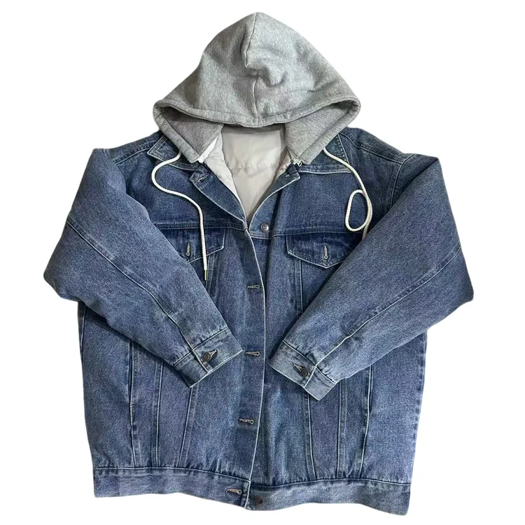 EANSSY G秋冬新款连帽抽绳宽松牛仔夹克羽绒服叁NA2510C056