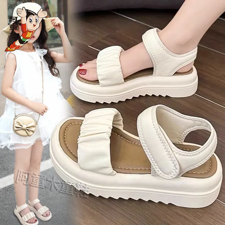 阿童木女童凉鞋6-12岁潮款儿童凉拖2025夏款小女孩露趾沙滩鞋软底