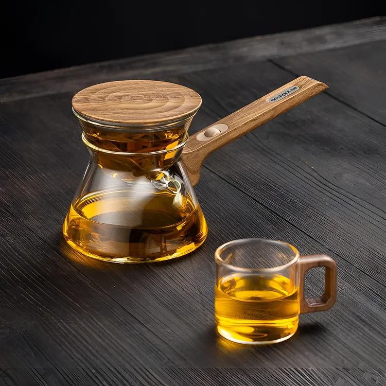 磁吸侧把飘逸壶一键茶水分离过滤高端办公泡茶器
