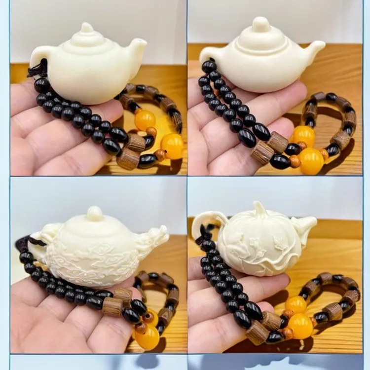 象牙果雕刻南瓜壶龙壶手把玩件小摆件工艺品装饰品茶宠梅花把把壶