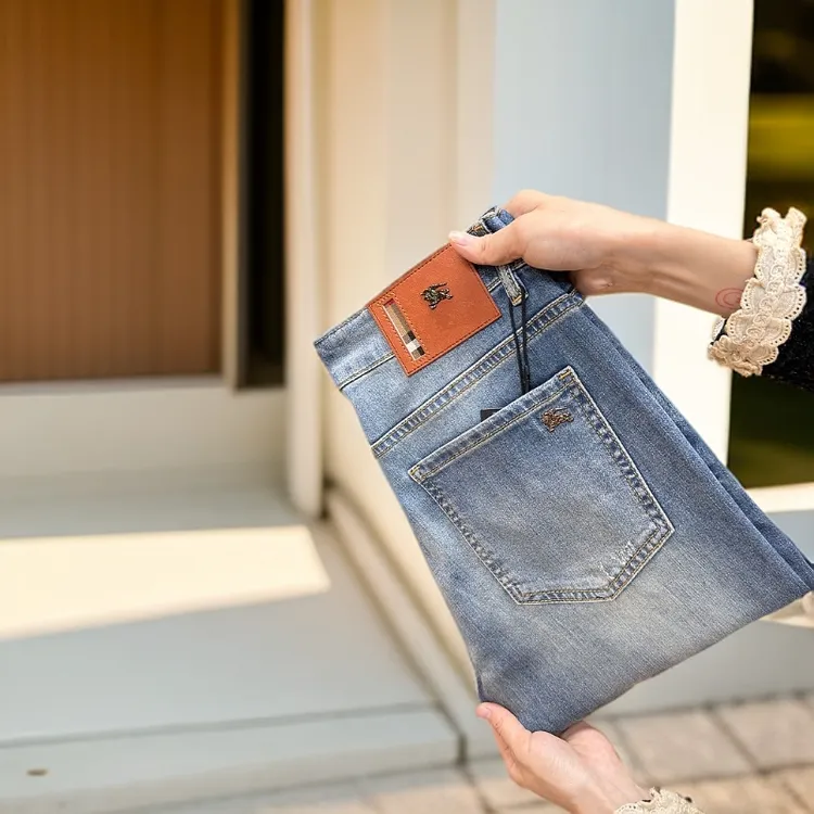 【TT专属】夏季款古巴蓝轻奢立体剪裁男士百搭弹力修身直筒男牛仔裤