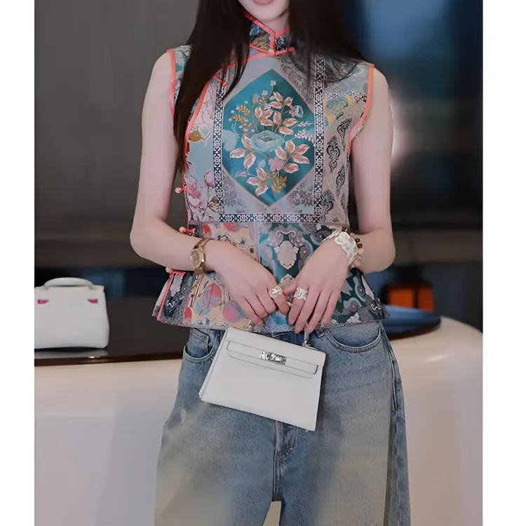新中式国风轻奢精致印花马甲女2025年夏季新款高级感气质坎肩上衣