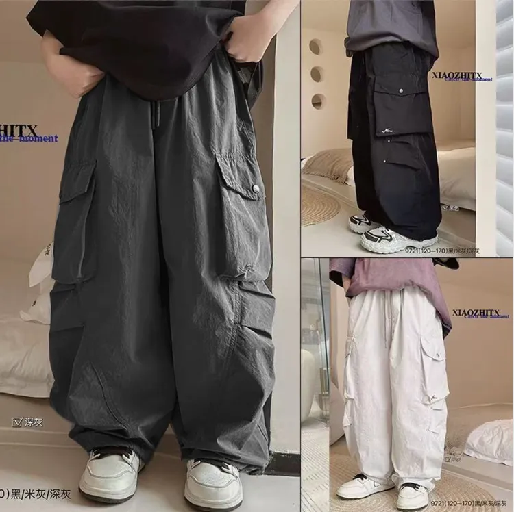 男童夏季纯棉薄款工装裤子痞帅2025新款弯刀直筒防蚊裤宽松潮921