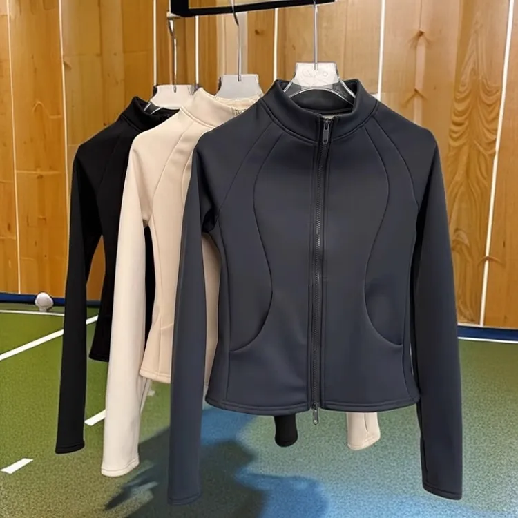 秋冬春秋保暖外套显瘦长袖瑜伽运动立领修身健身瑜伽服瑜伽服上衣