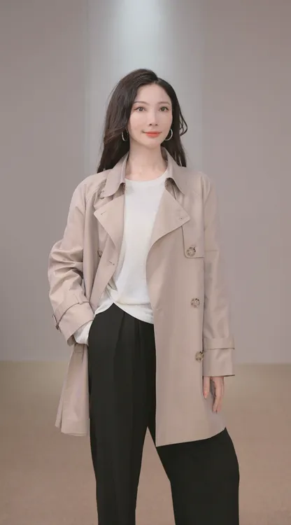 2025秋季新款滑铁卢女装外套中长款风衣女外套镭射色气质风衣