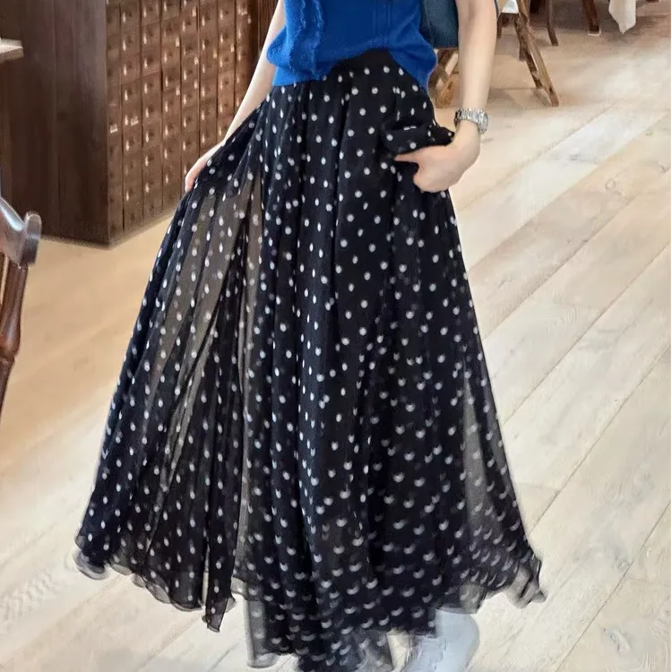 OUDOCKEE 鸥鸥【波点裙】纯色波点高腰半身裙休闲 B2502A310T