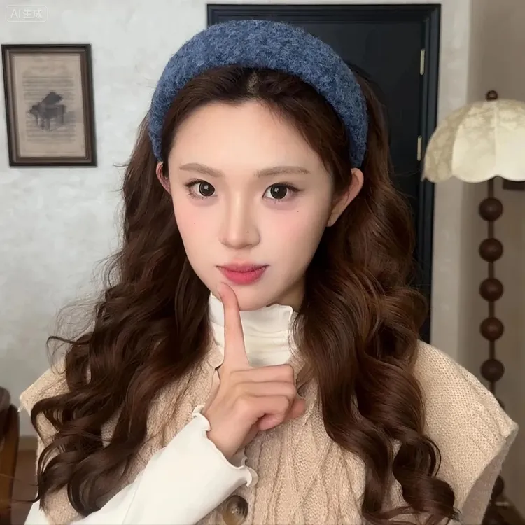 韩系卷毛海绵宽边发箍女秋冬增高颅顶压发头箍气质百搭发卡发饰