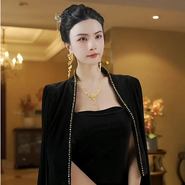 魏元高定/丝绒串珠蕾丝短款外套-0011