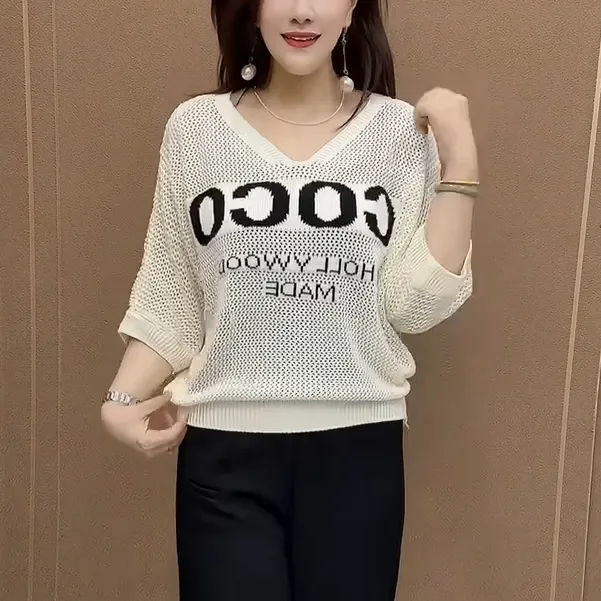 春秋款女装针织衫2025新款大码中老年妈妈装韩版百搭蝙蝠袖打底衫