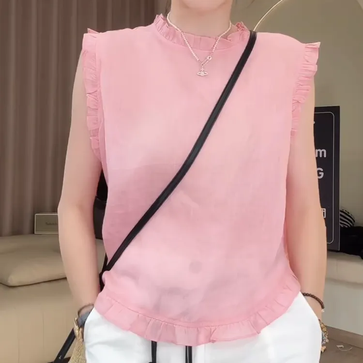 【夏日多巴胺】新款夏季韩系休闲百搭时尚宽松木耳边上衣LK2504790