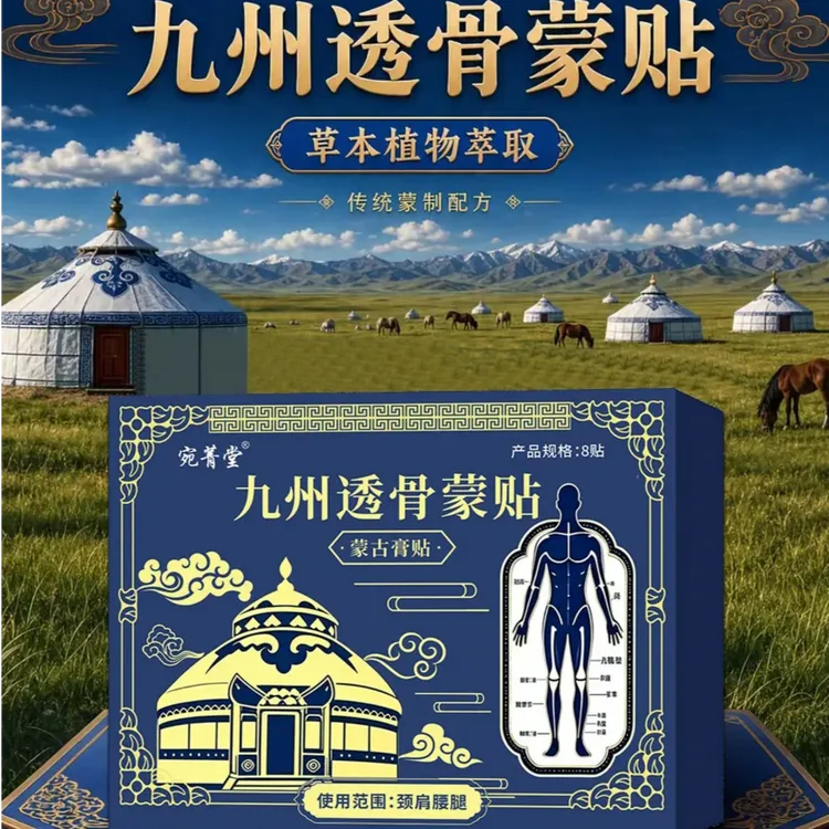 正品【拍1发6盒】九州透骨蒙贴 肩颈腰腿适用 温和舒缓