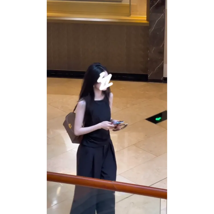 parkyeon法式高级感简约套装女夏季新款露背无袖上衣高腰阔腿裤