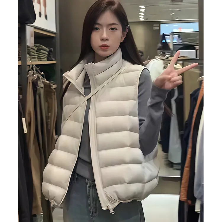 高级感超好看立领白鸭绒时尚马甲女装2025秋冬休闲保暖背心外套