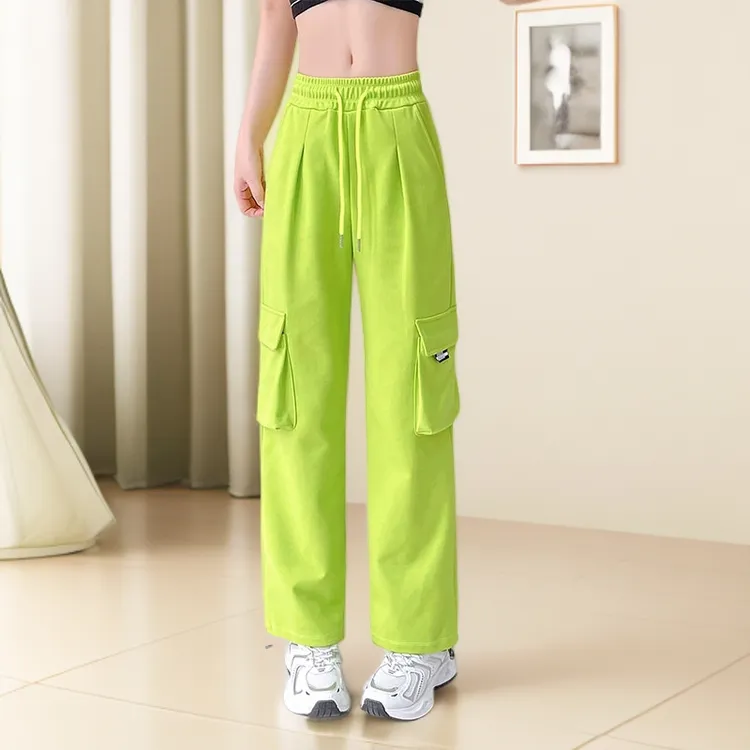 女新款运动裤广场舞服装裤子鬼步舞束脚长裤休闲直筒阔腿裤高腰