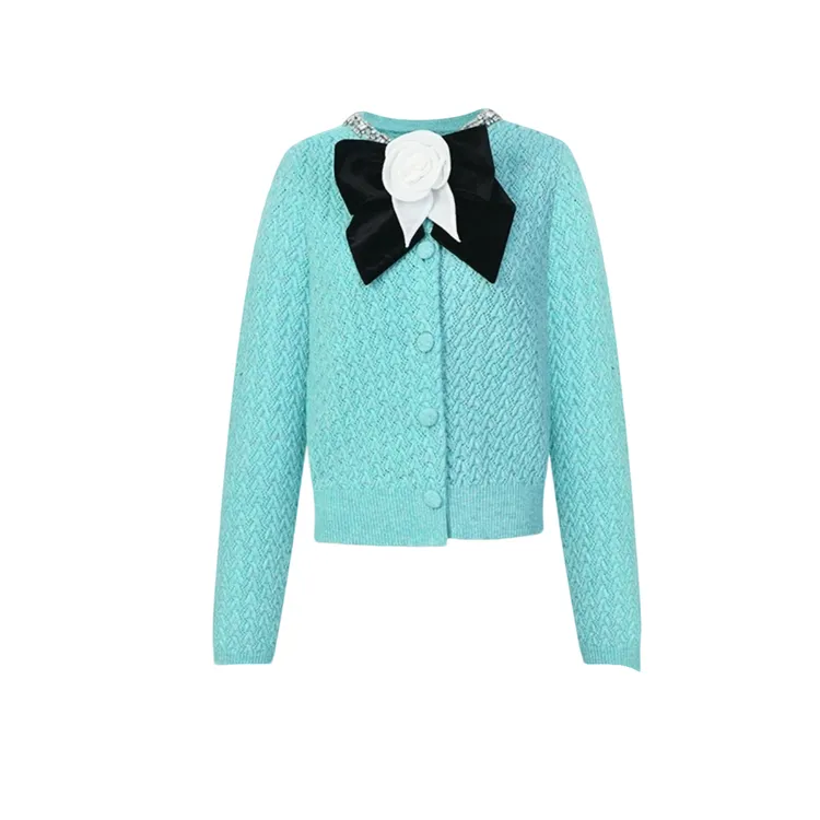 LeFame/拉飞姆24秋LF24Q21ZM266缎带蝴蝶结针织开衫小香风轻奢