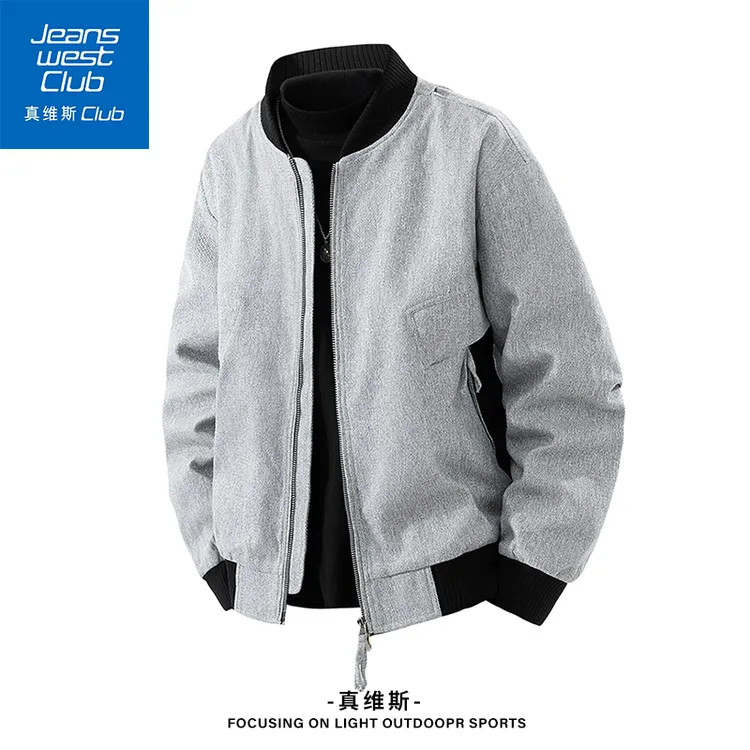 真维斯club秋季新款立领棒球服夹克男美式工装风潮流休闲宽松外套