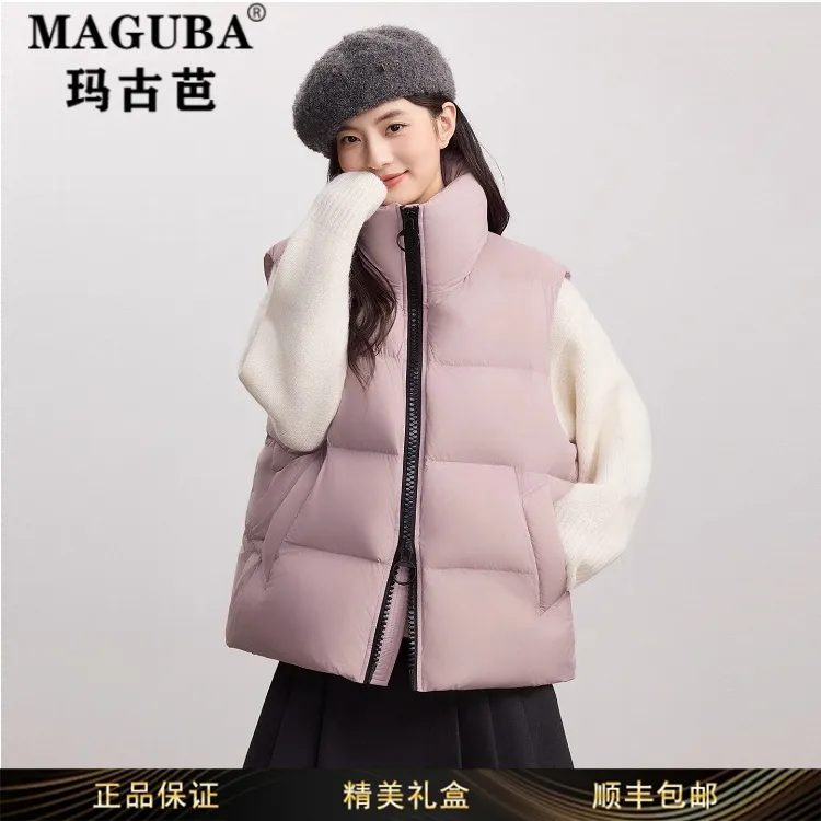 玛古芭女装时尚立领羽绒马甲女款秋冬新款休闲时髦洋气面包服外套