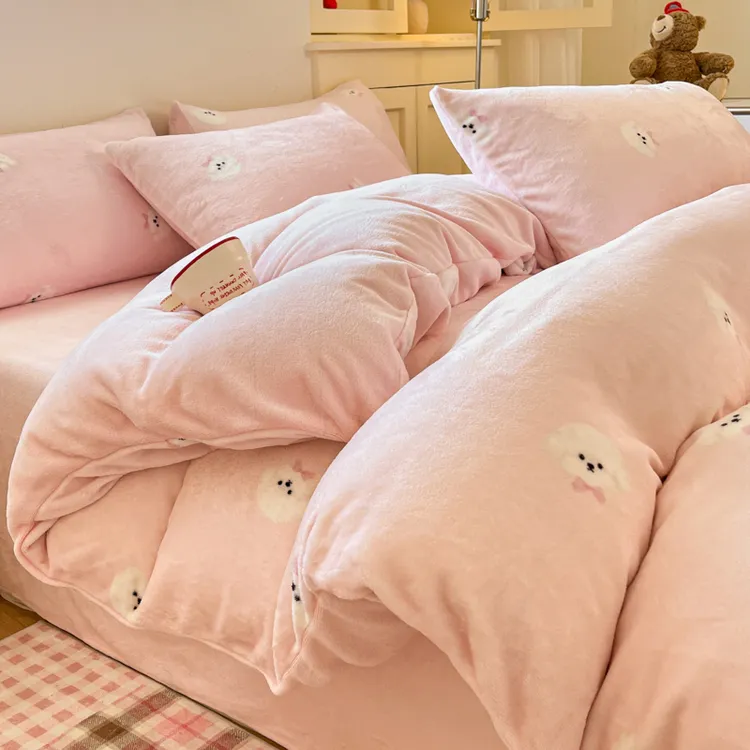 春秋故事A类加厚牛奶绒印花被套学生宿舍保暖ins风卡通保暖被罩