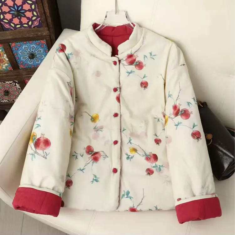 冬日漫漫~双面穿冬季新款国风加厚棉服立领盘扣保暖外套568-5