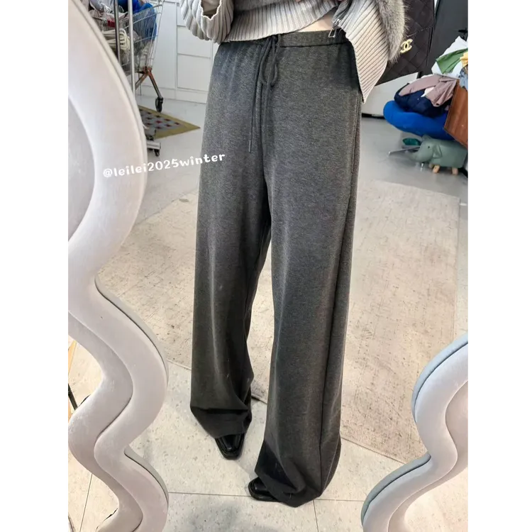 晶咕【超模裤！】软糯全松紧高腰抽绳阔腿垂垂裤百搭时尚