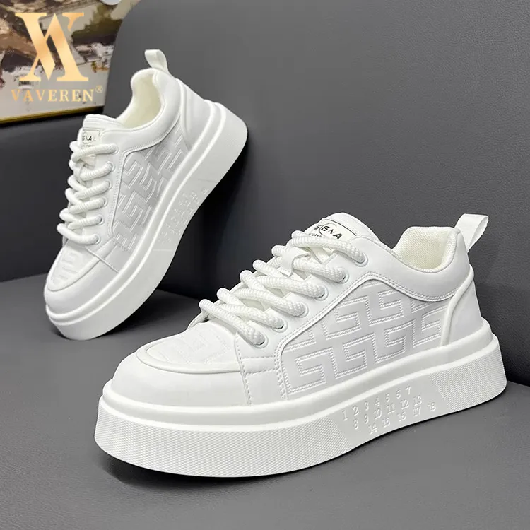2025新款秋季皮面小白鞋潮流小白板鞋软底增高运动鞋秋款休闲鞋
