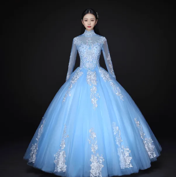 清NO退NO换~婚纱艺考独唱演出服蓬蓬裙声乐合唱主持晚礼服性感