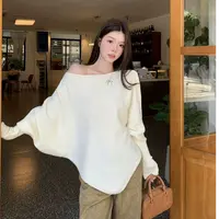 慵懒风V领针织衫毛衣外套2025秋冬新款不规则设计感蝙蝠袖女上衣