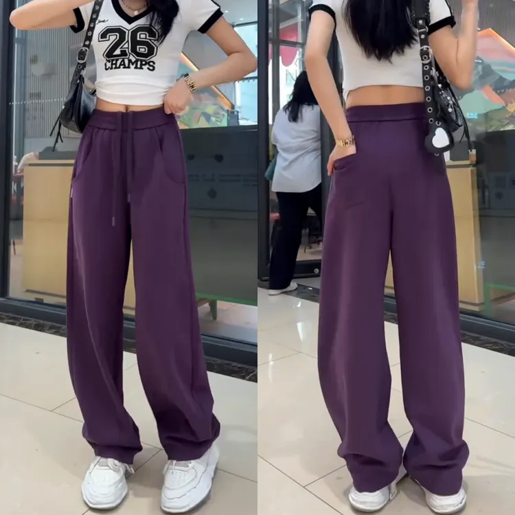 景倩妮时尚薄款弯刀休闲裤2025年夏季新款梨形高腰显瘦窄版阔腿裤