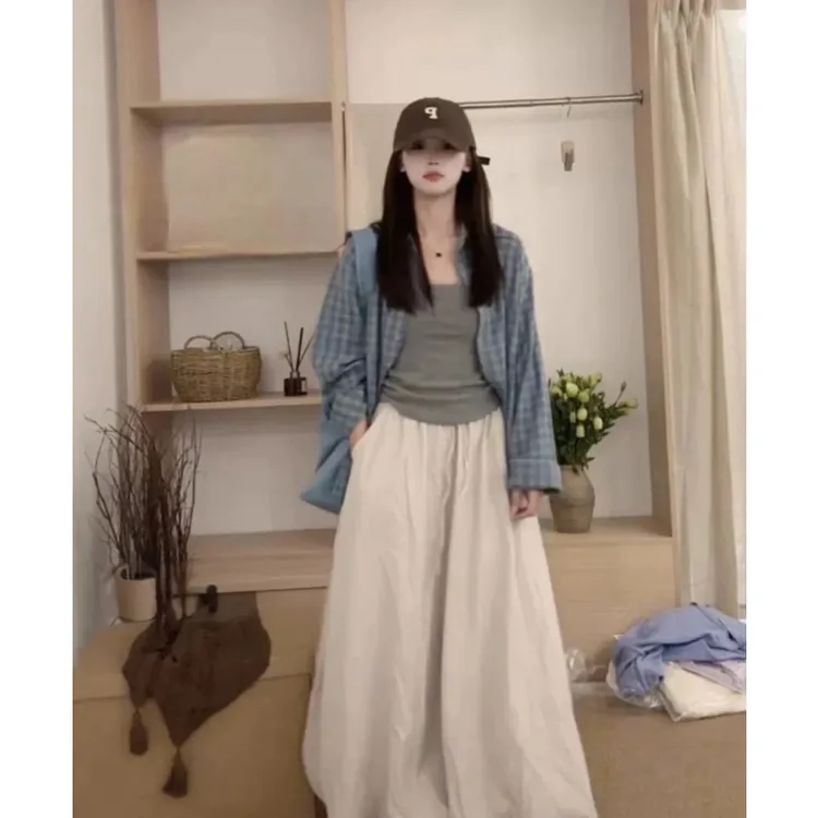 韩系小香风花苞半身裙正肩T恤夏季新款时尚慵懒风高级感三件套装