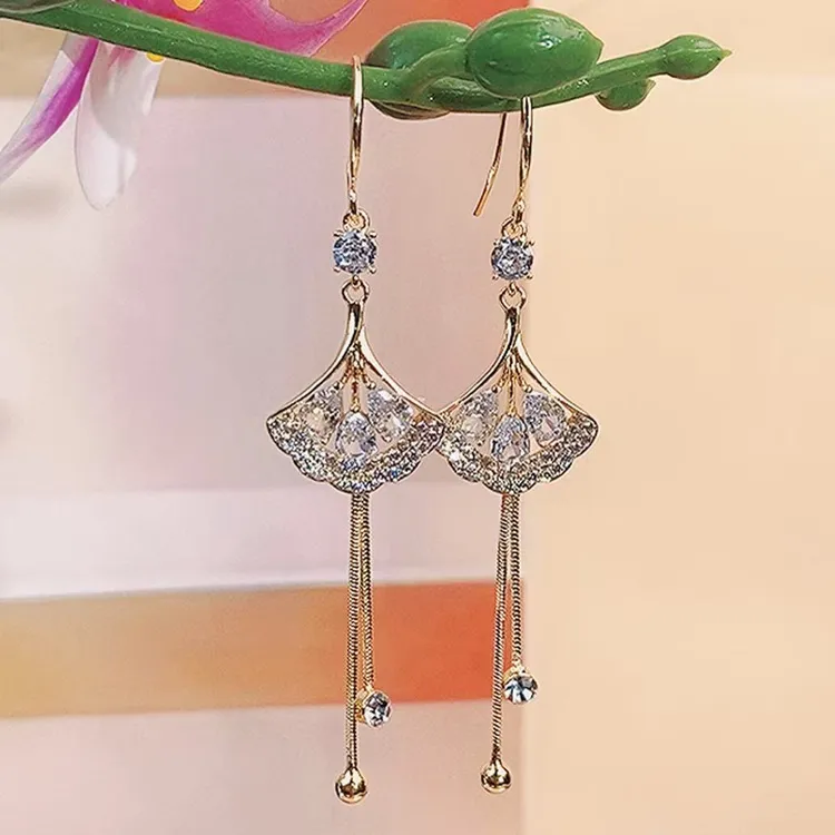 铜合金耳饰 （53号）银杏叶大气款高档女人味时尚耳饰耳环