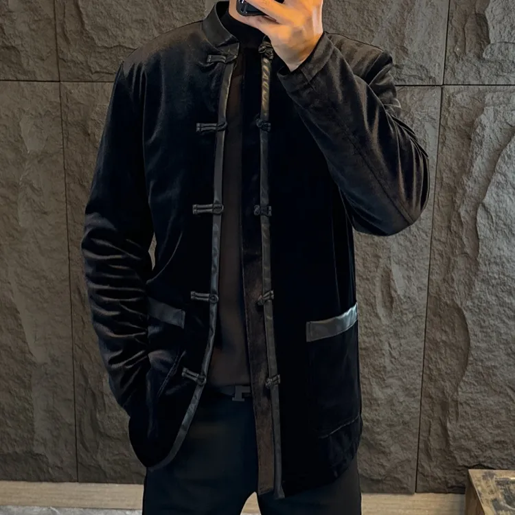 轻奢秋冬新款男士百搭上衣商务休闲时尚潮流修身显瘦唐装夹克外套