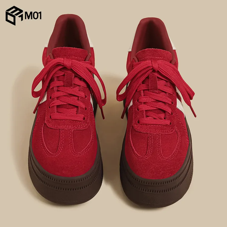 M01秋冬季新款厚底增高德训运动鞋女红色网红爆款复古阿甘老爹鞋
