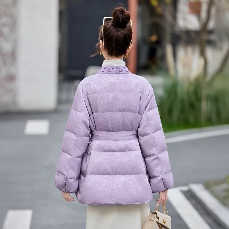 冬季新款气质中长款高级感显瘦洋气高贵时尚白鸭绒外套女装羽绒服