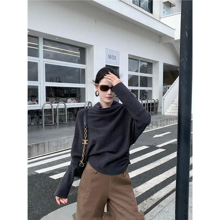 秋季慵懒清冷洋气酷飒风高级感知性收腰针织衫女长袖百搭显瘦宽松