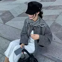 77208举手推荐！条纹披肩复古慵懒外套