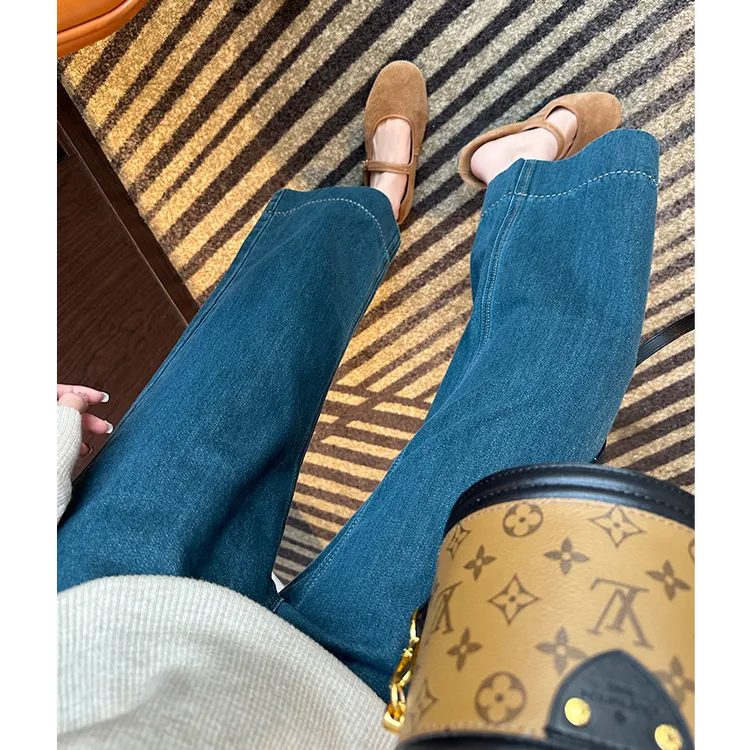 直腿神裤~高腰九分阔腿牛仔裤女2025秋新款小个子宽松显瘦直筒裤