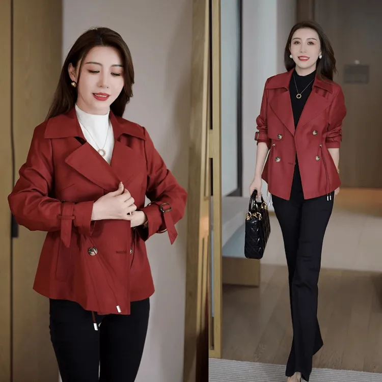 休闲风衣短外套女2025秋季新款时尚收腰显瘦小个子百搭气质大衣潮