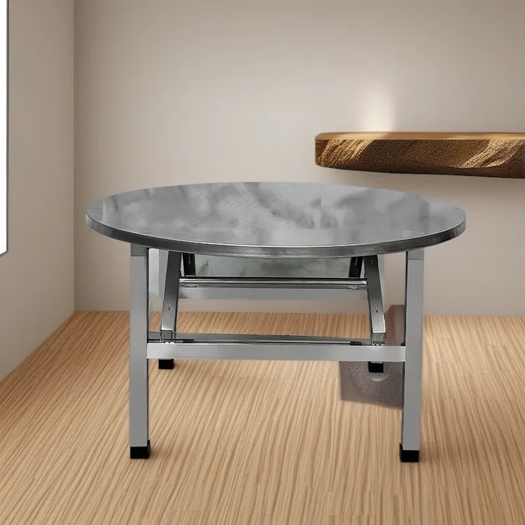 特厚家用简约可折叠内置转盘餐桌酒店茶几客厅商用书桌吃饭圆桌