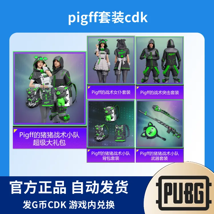 【G币包】PUBG绝地求生pigff联名朱芳芳电波干扰背包大礼包吃鸡CDK