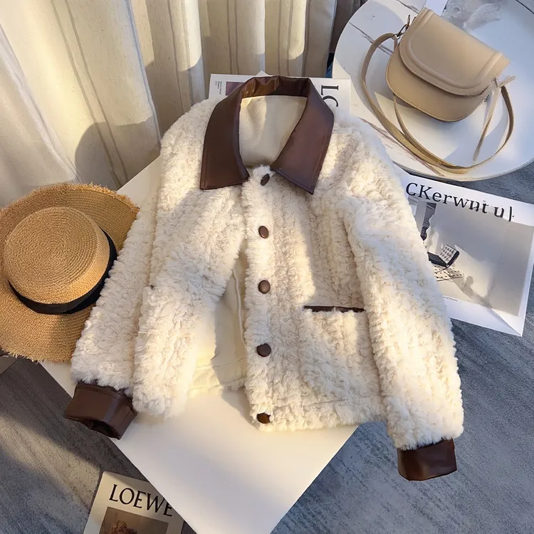 拉夏贝尔小香风短款外套2025秋冬新款小个子加厚短款夹克上衣