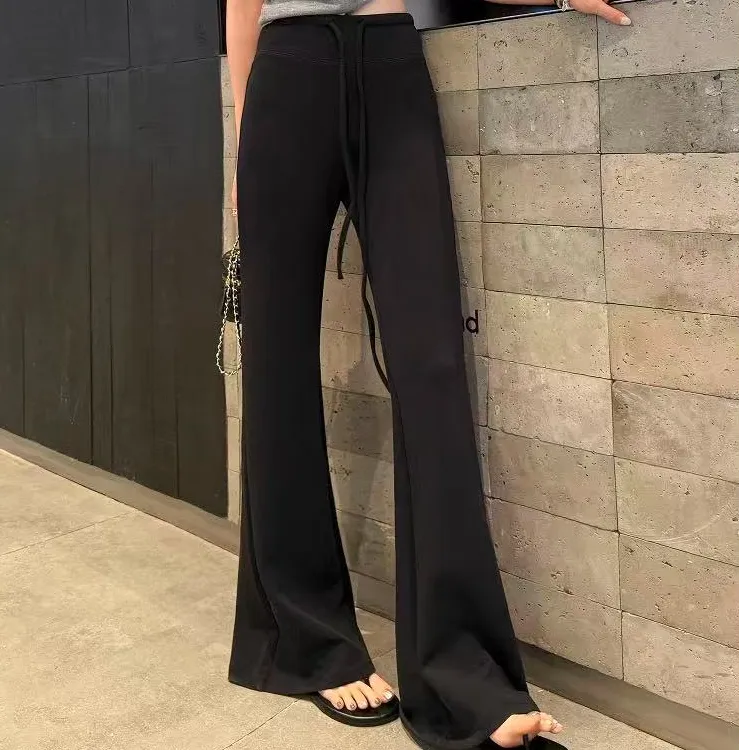 MO家美式面膜裤微喇叭裤垂感显瘦直筒高腰瑜伽裤运动裤修身