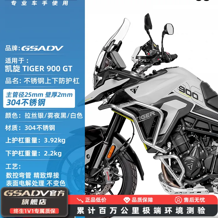 GSADV适用25款凯旋Tiger900GT护杠不锈钢保险杠摩托车三箱改装件