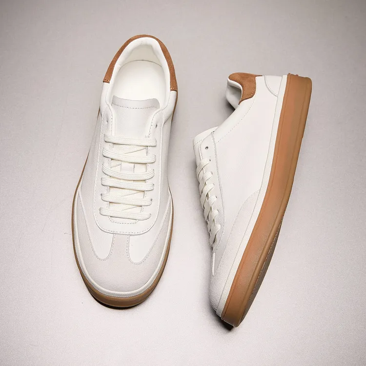 LP德训鞋男款柔软舒适小白鞋时尚百搭板鞋头层牛皮休闲鞋男老钱风