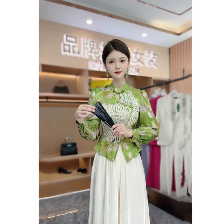 〈纪朵研〉1451长袖常规款立领提花上衣中国风