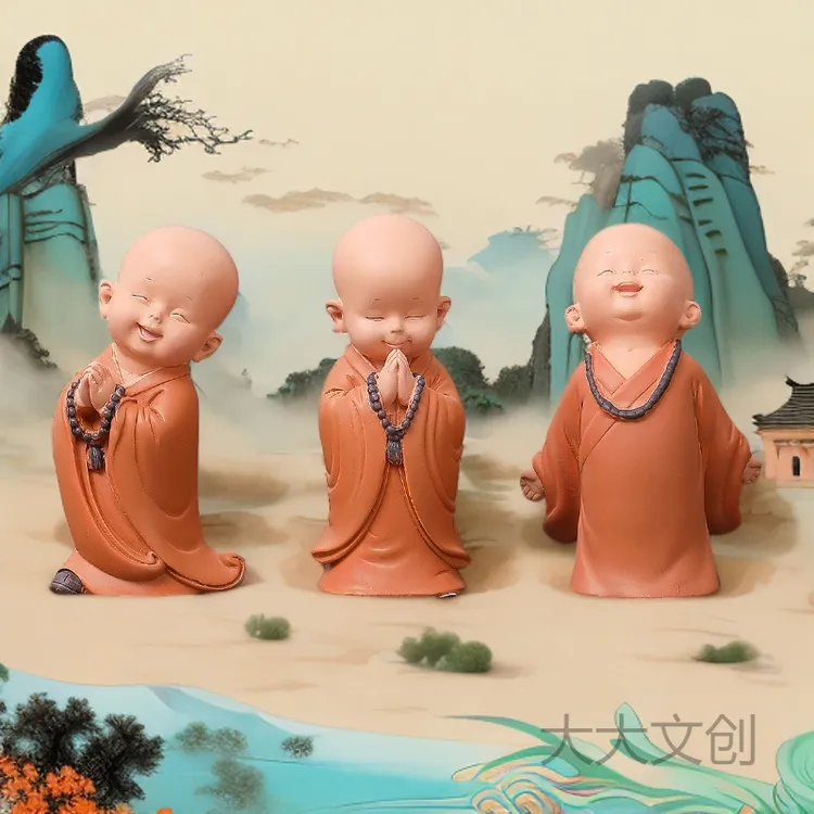 创意小和尚摆件家居可爱工艺品办公室书方桌面客厅禅意装饰品摆设