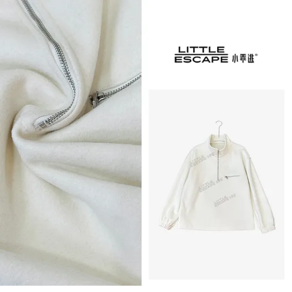 小乖逃白色卫衣高领半拉链口袋立领横口袋时尚休闲潮流卫衣N95227